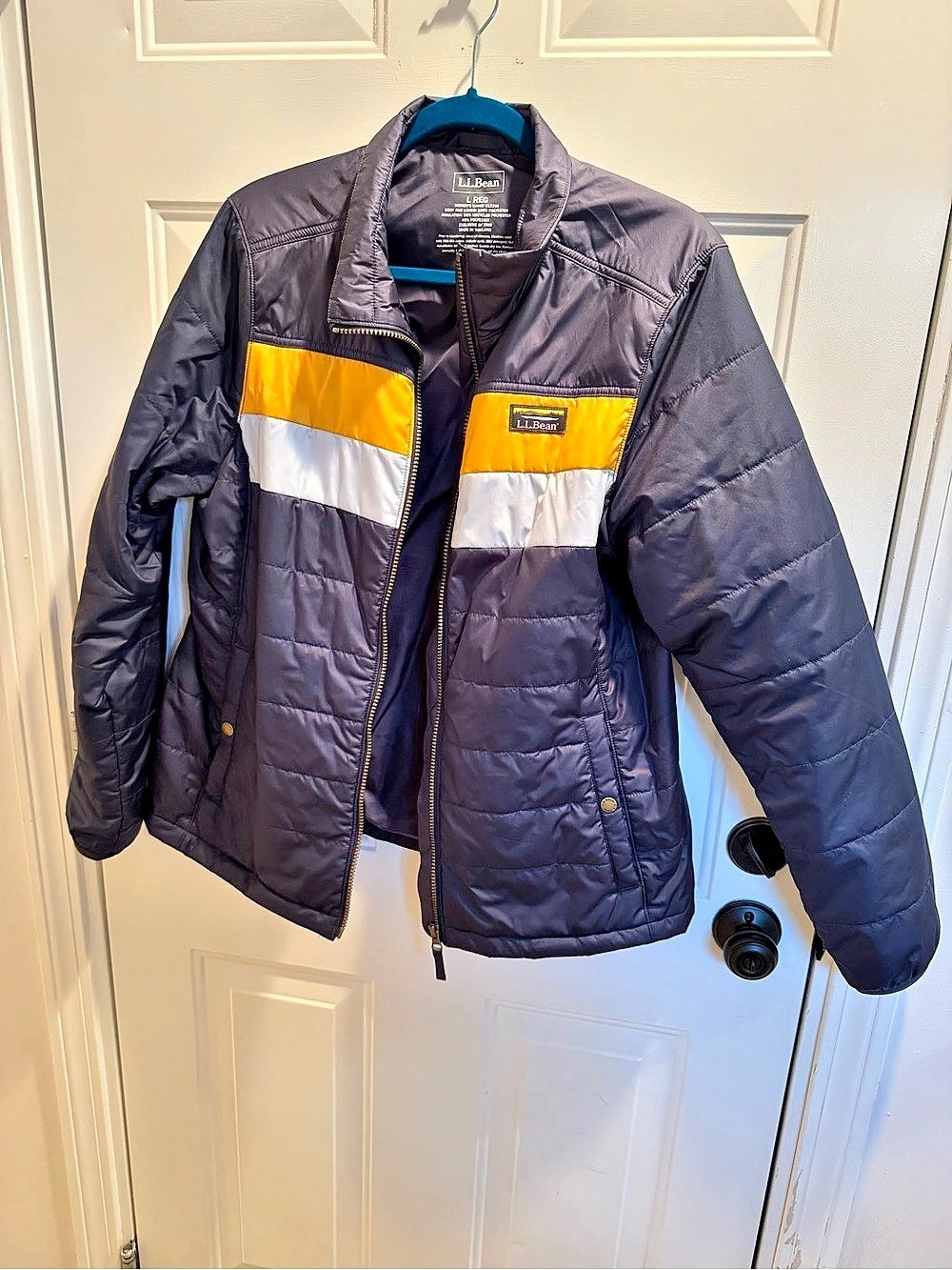 LL Bean Primaloft Packable Color Block Packable Jacket Size Large